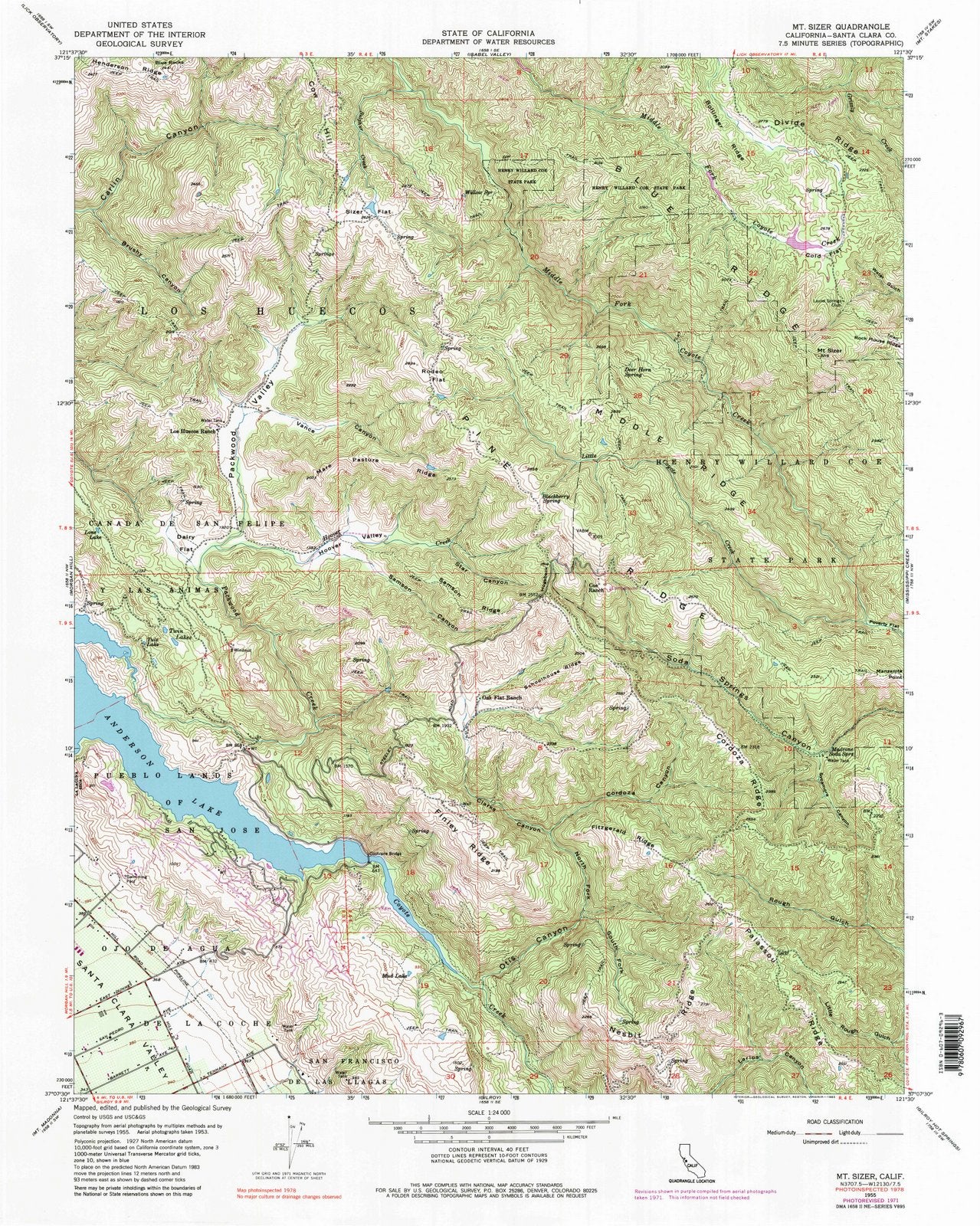 1955 Mt. Sizer, CA - California - USGS Topographic Map
