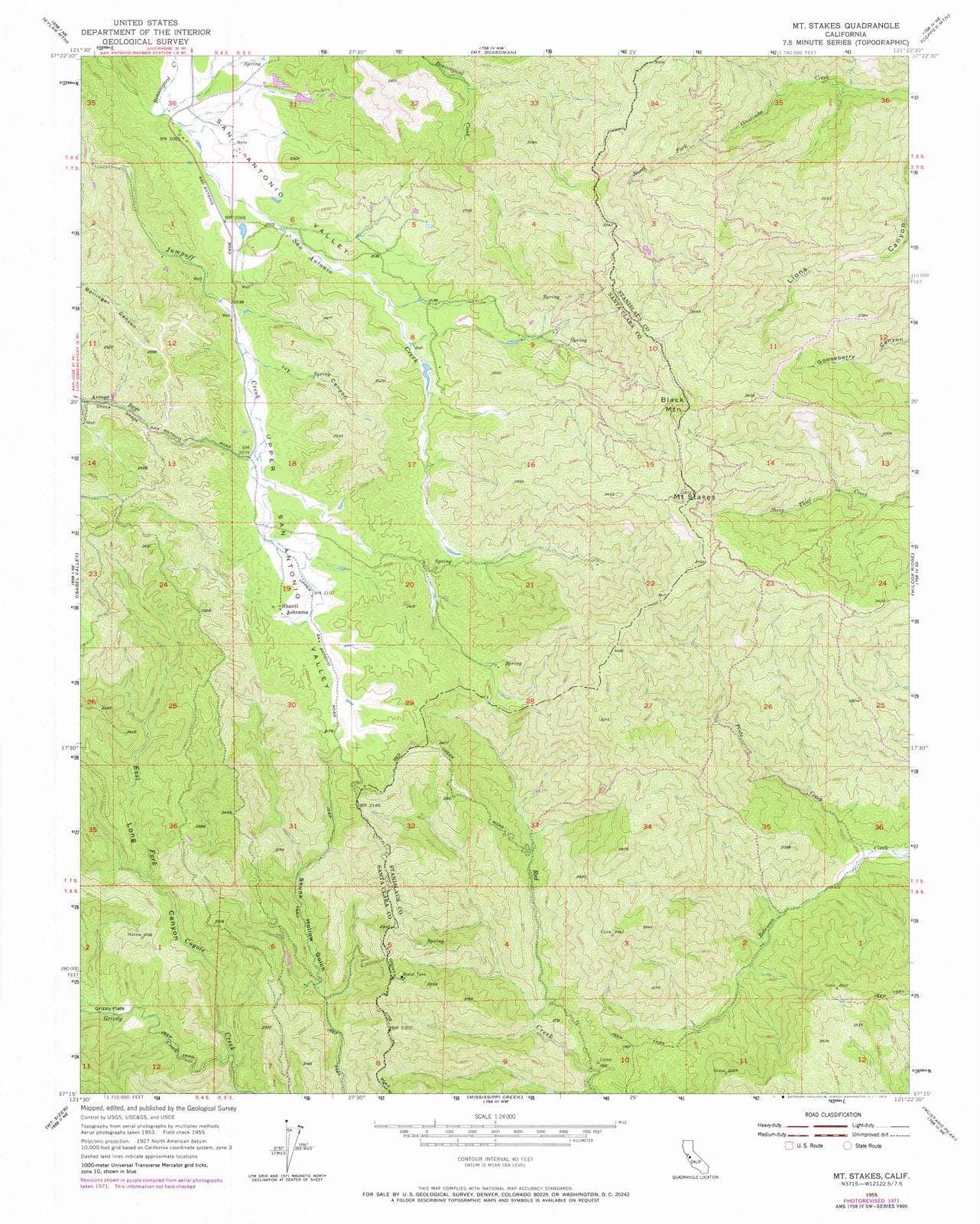 1955 Mt. Stakes, CA - California - USGS Topographic Map
