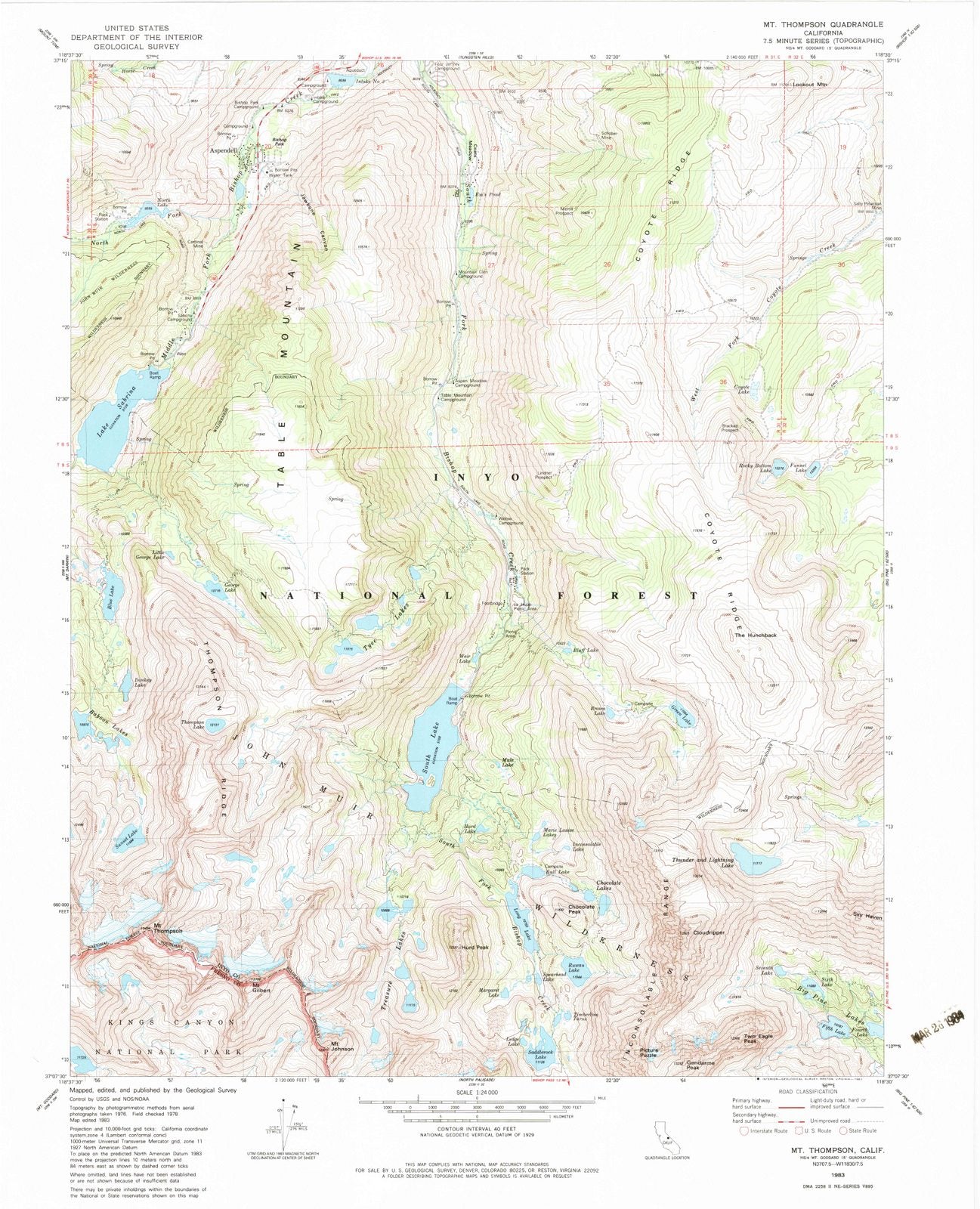 1983 Mt. Thompson, CA - California - USGS Topographic Map
