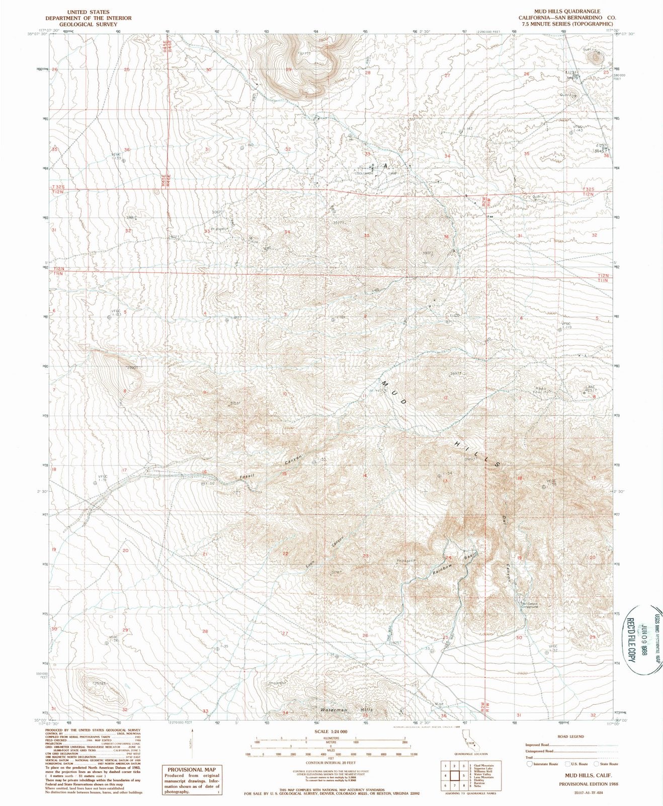 1988 Mud Hills, CA - California - USGS Topographic Map