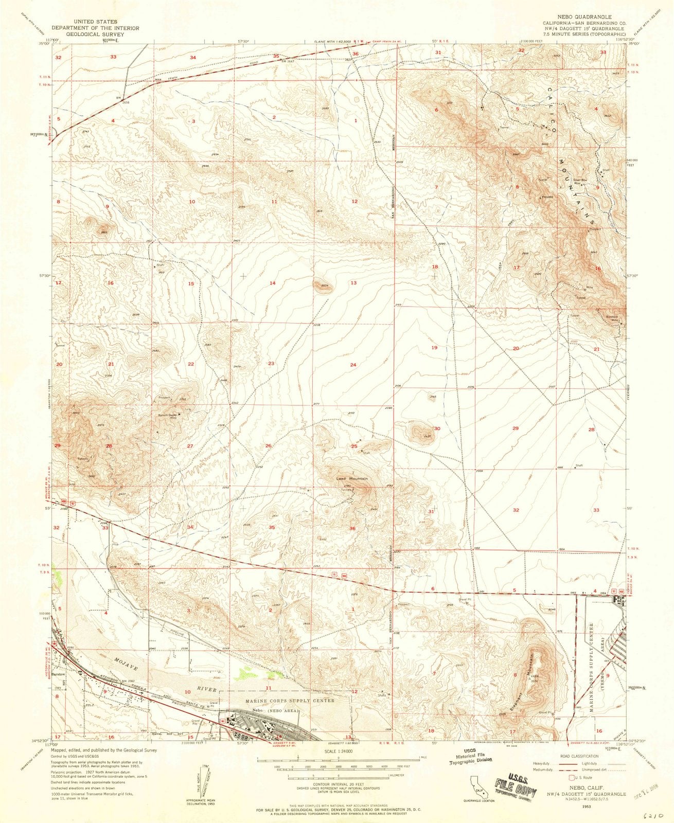 1953 Nebo, CA - California - USGS Topographic Map