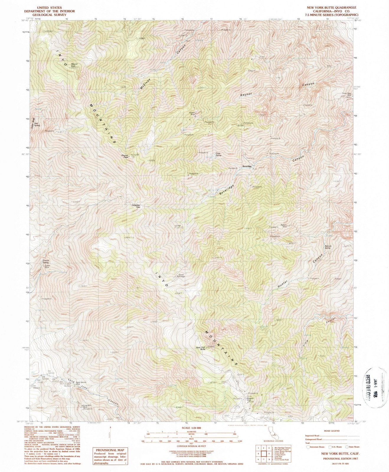 1987 New York Butte, CA - California - USGS Topographic Map
