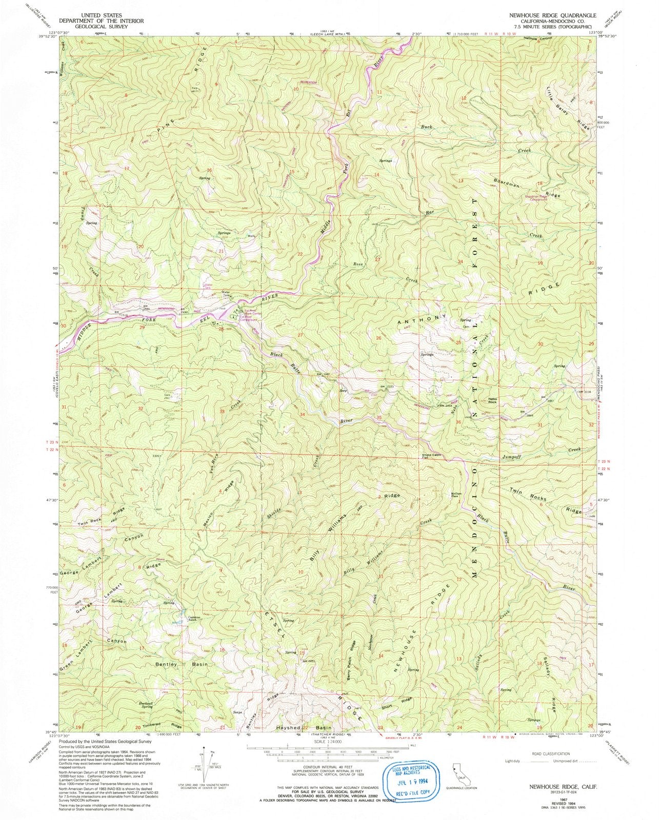 1967 Newhouse Ridge, CA - California - USGS Topographic Map