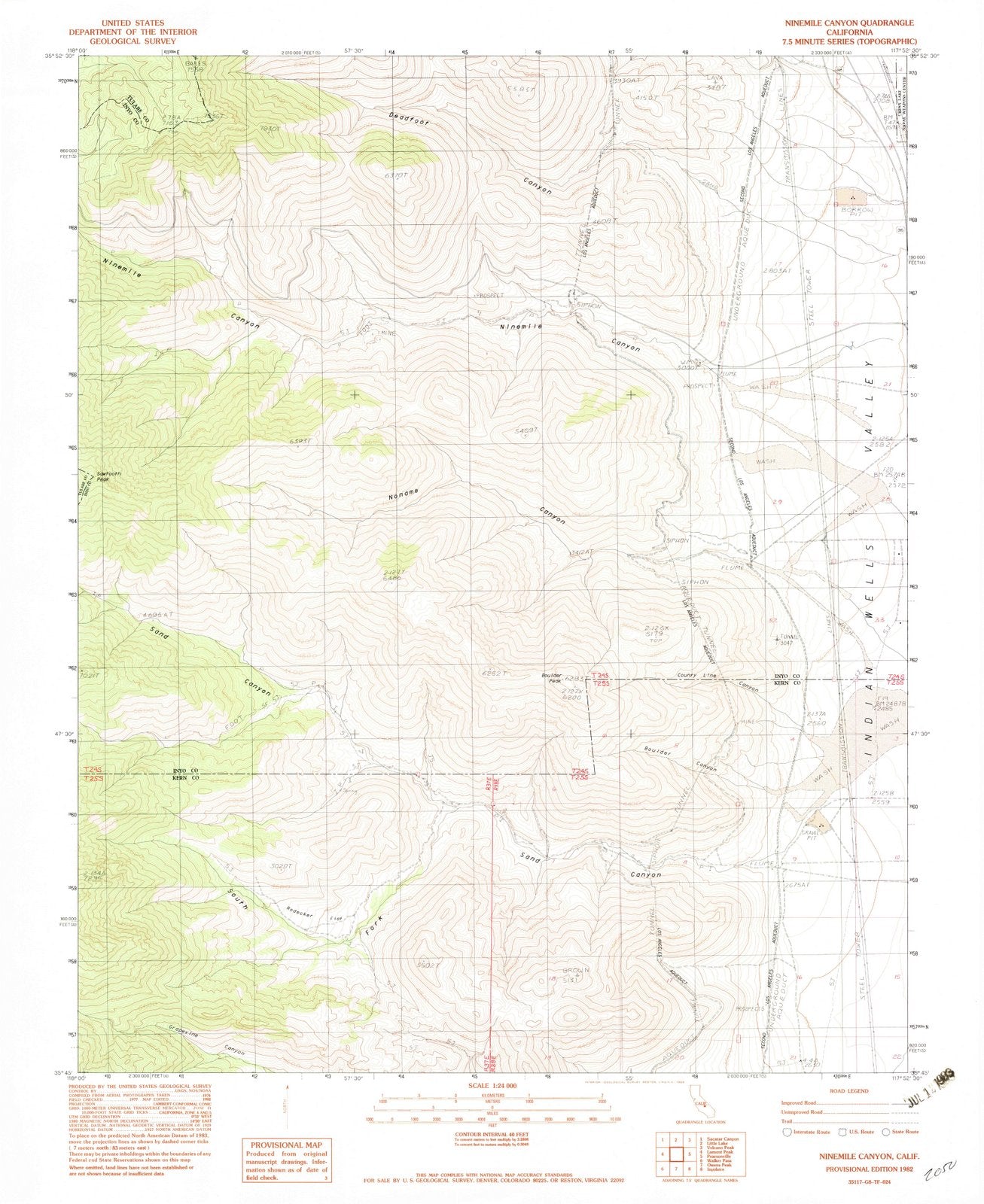 1982 Ninemile Canyon, CA - California - USGS Topographic Map