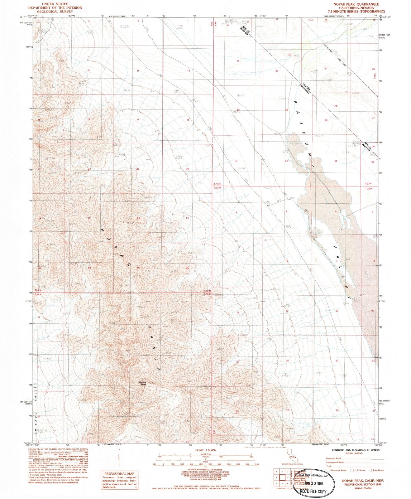 1984 Nopah Peak, CA - California - USGS Topographic Map