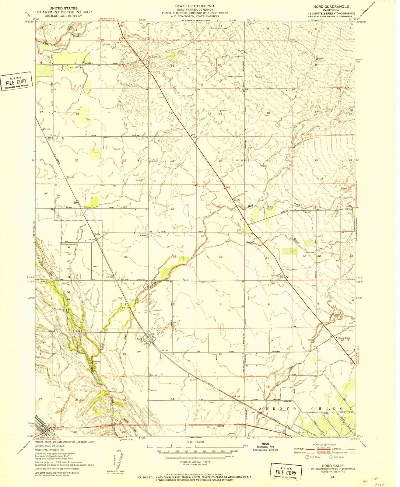 1951 Nord, CA - California - USGS Topographic Map