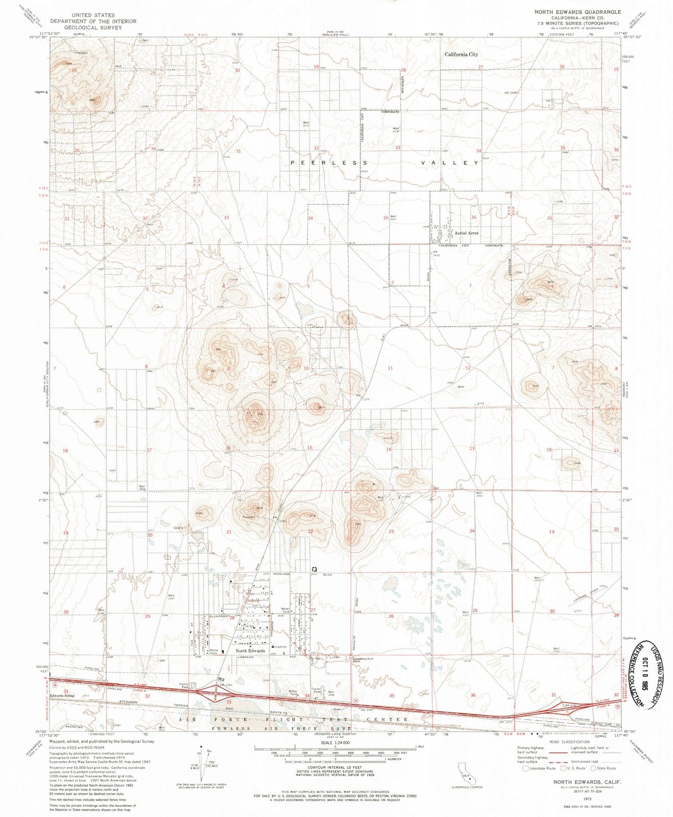 1973 North Edwards, CA - California - USGS Topographic Map