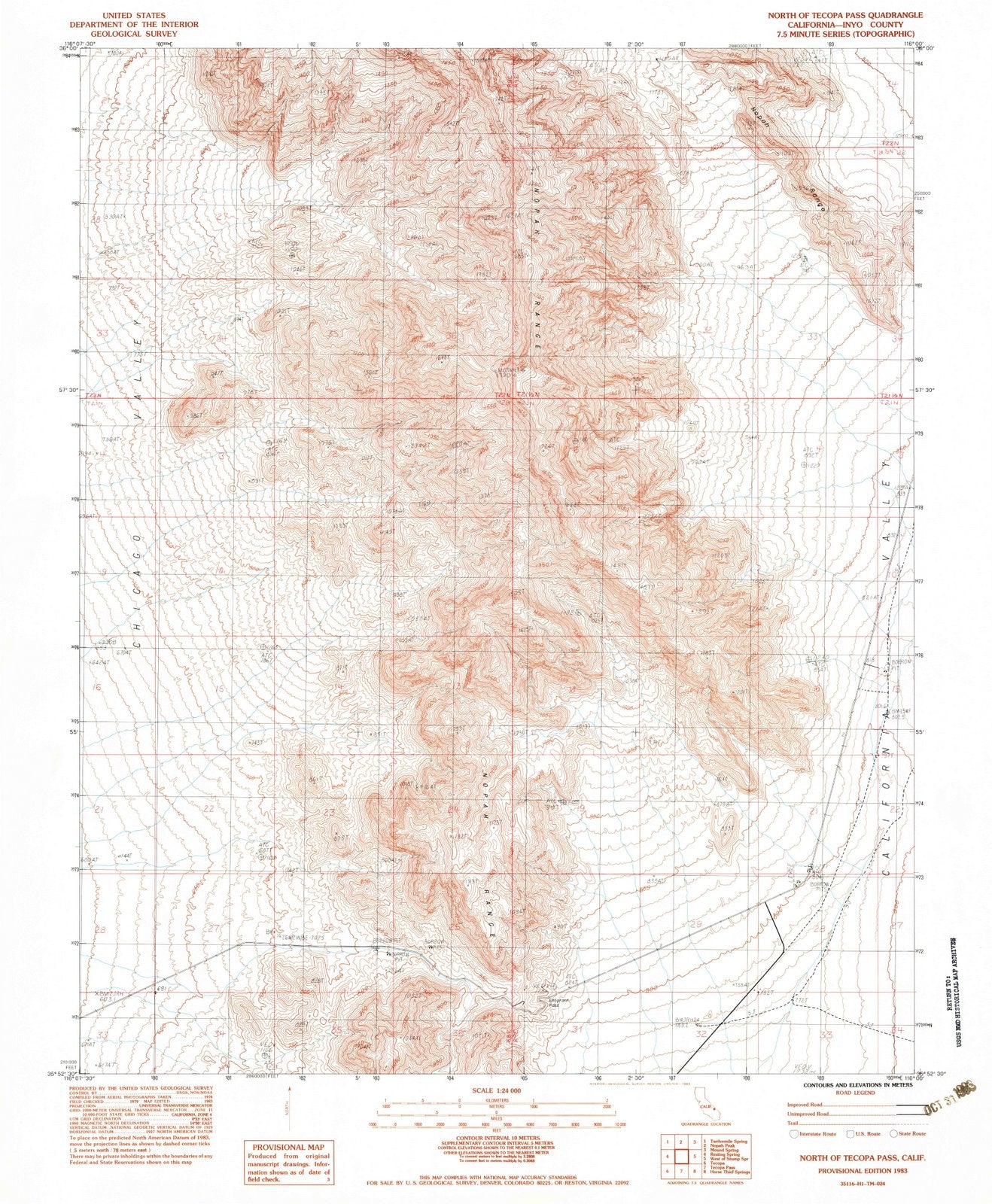 1983 North of Tecopa Pass, CA - California - USGS Topographic Map