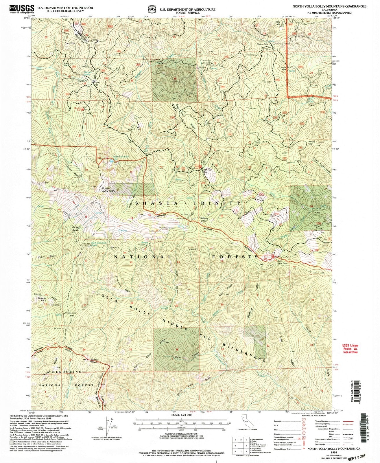 1998 North Yolla Bolly Mountains, CA - California - USGS Topographic Map