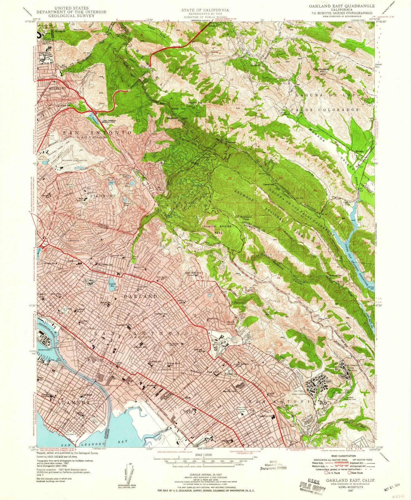 1947 Oakland East, CA - California - USGS Topographic Map