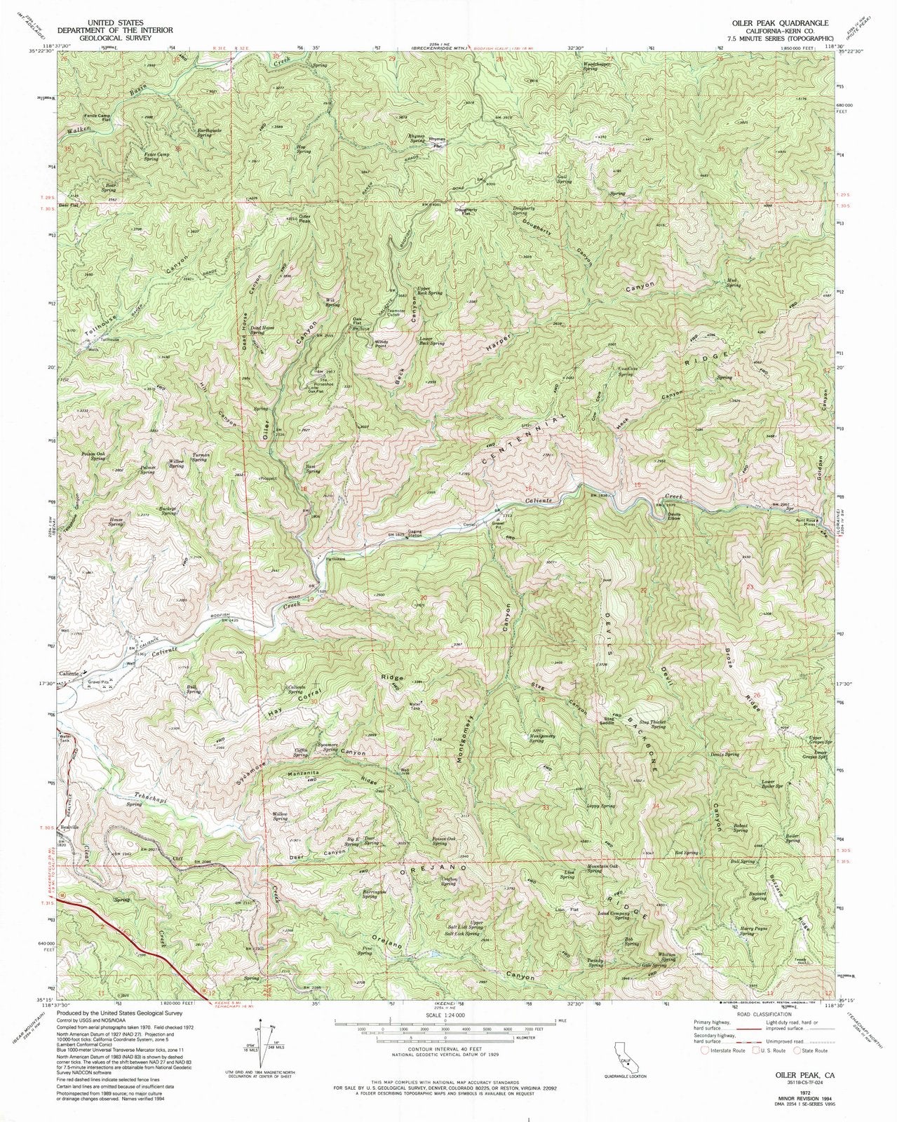 1972 Oiler Peak, CA - California - USGS Topographic Map