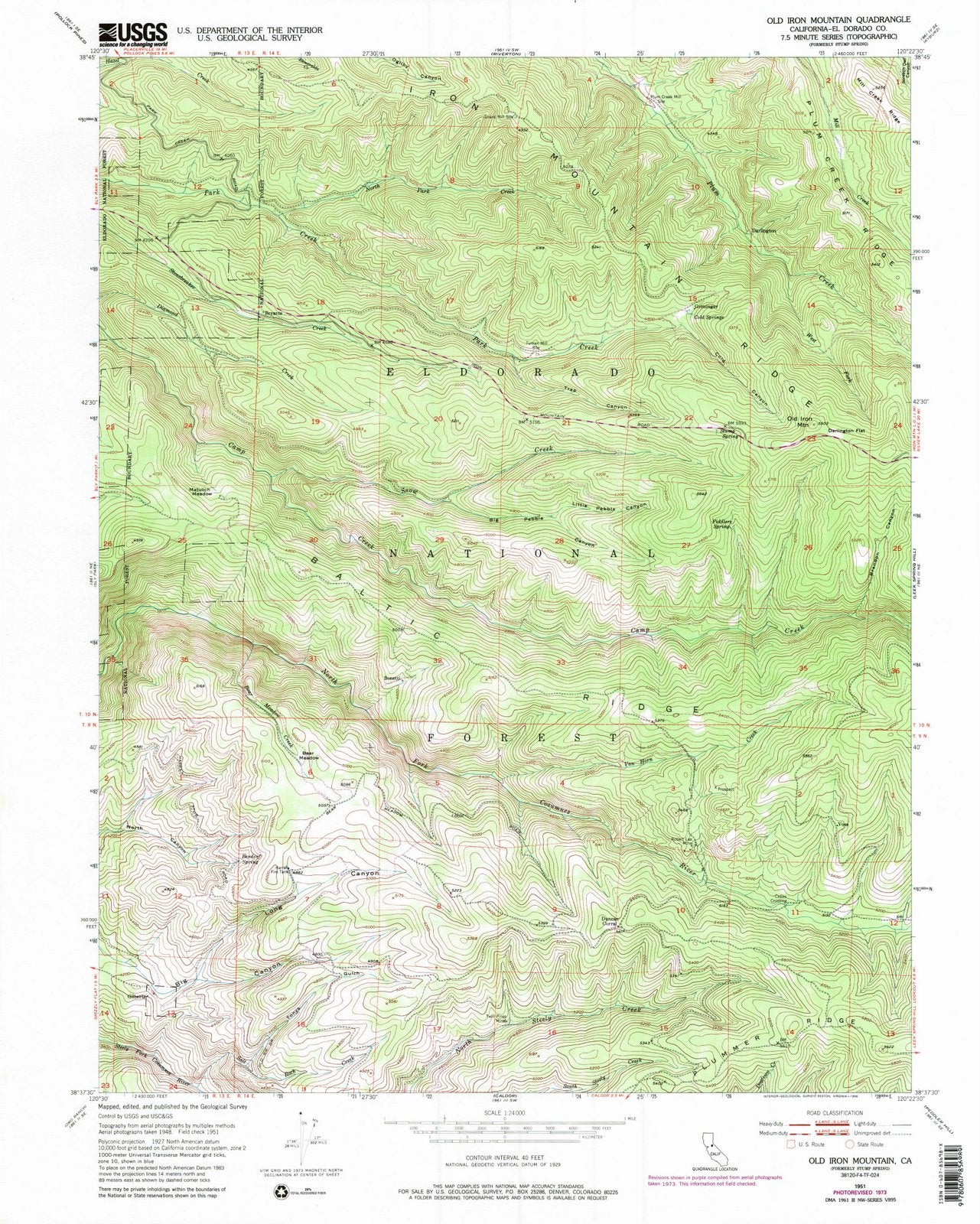 1951 Old Iron Mountain, CA - California - USGS Topographic Map