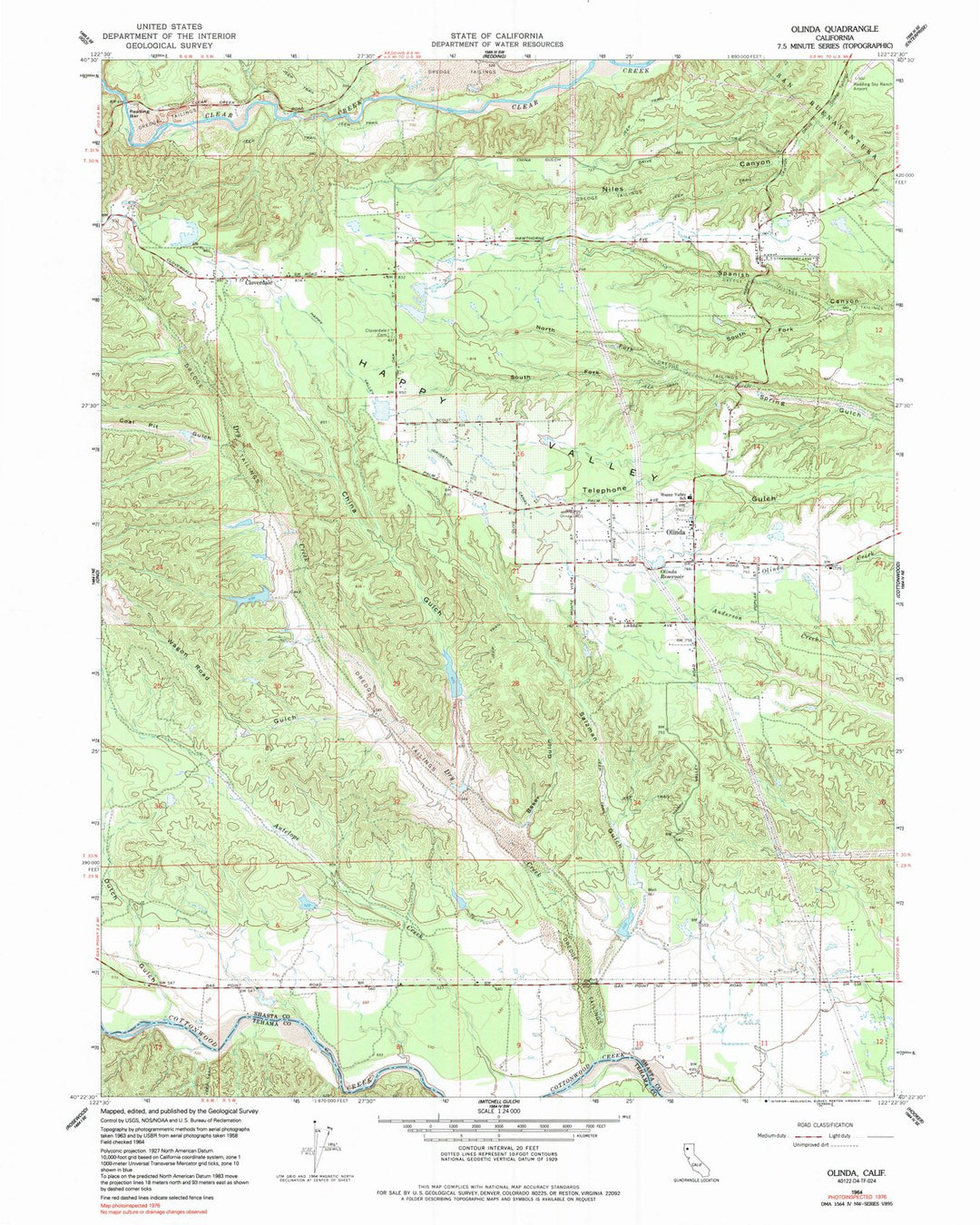 1964 Olinda, CA - California - USGS Topographic Map