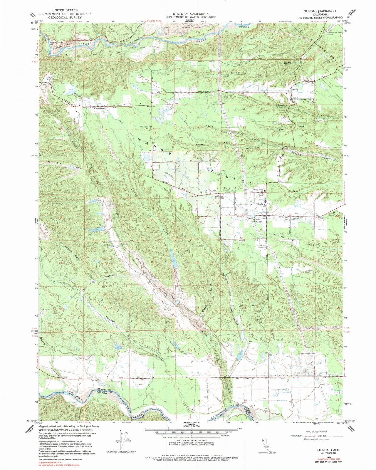 1964 Olinda, CA - California - USGS Topographic Map