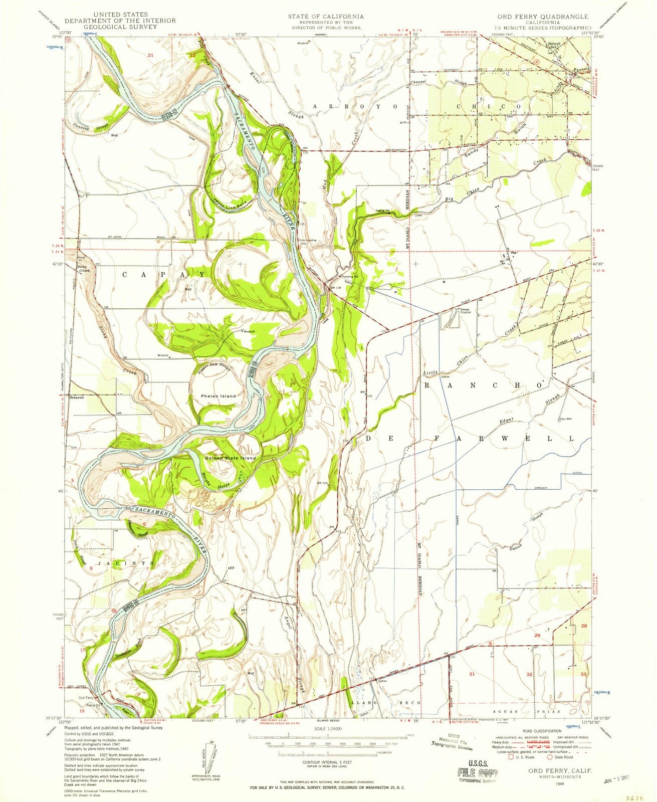 1949 Ord Ferry, CA - California - USGS Topographic Map