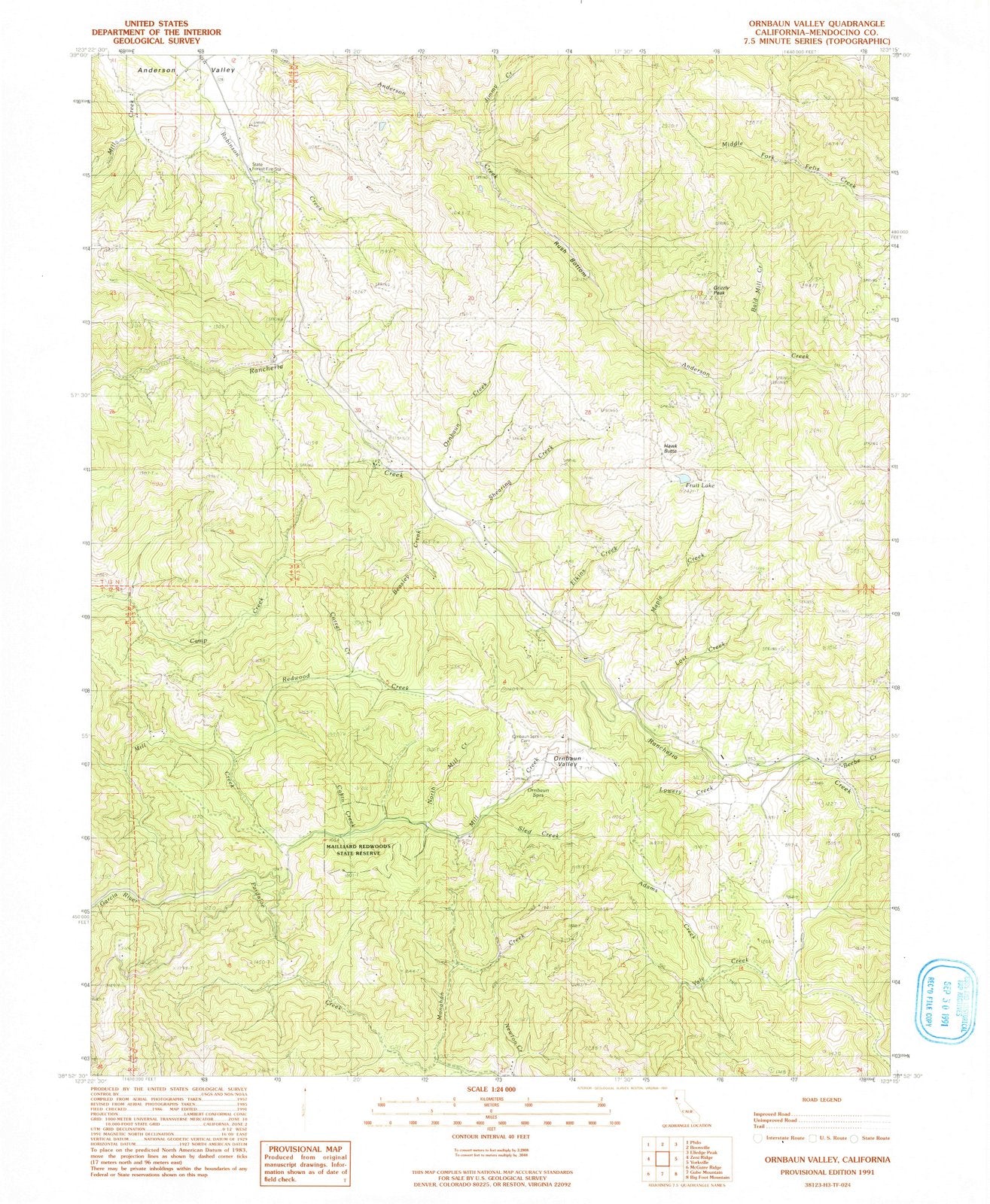 1991 Ornbaun Valley, CA - California - USGS Topographic Map
