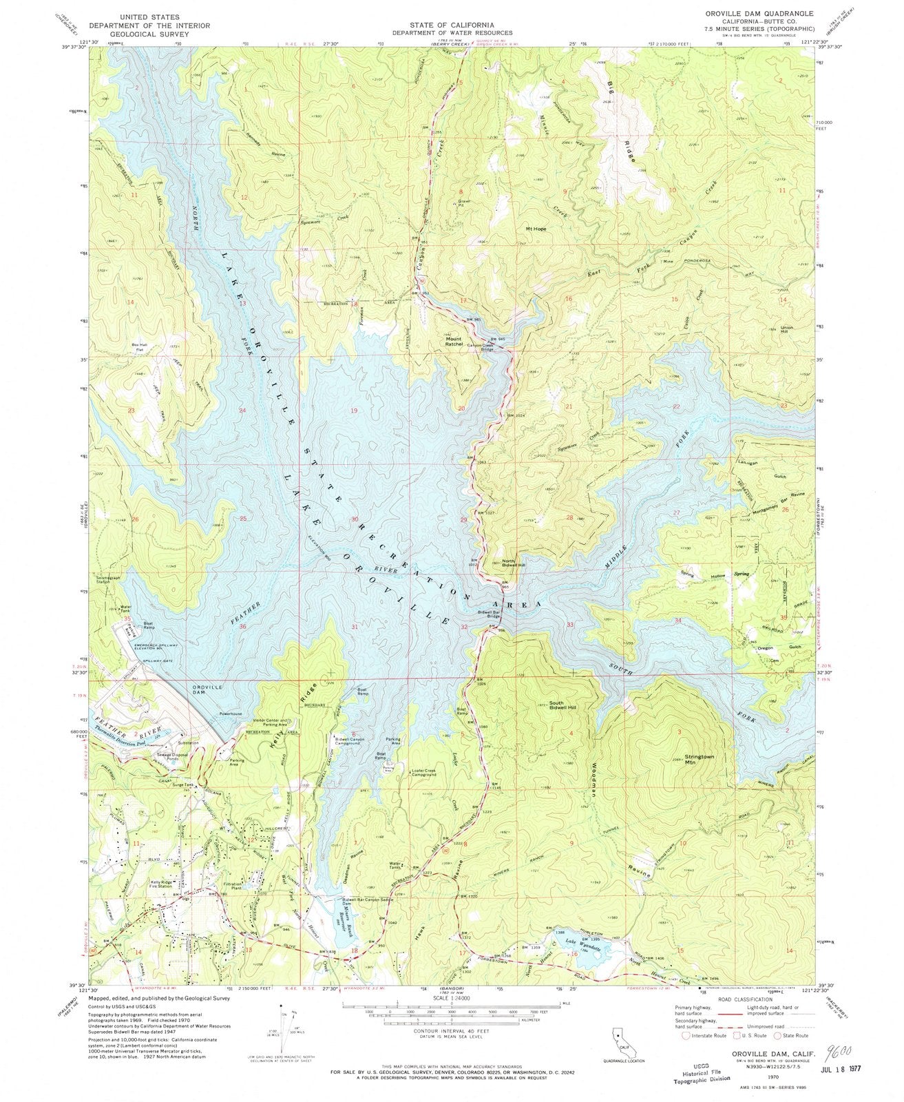 1970 Oroville, CA - California - USGS Topographic Map