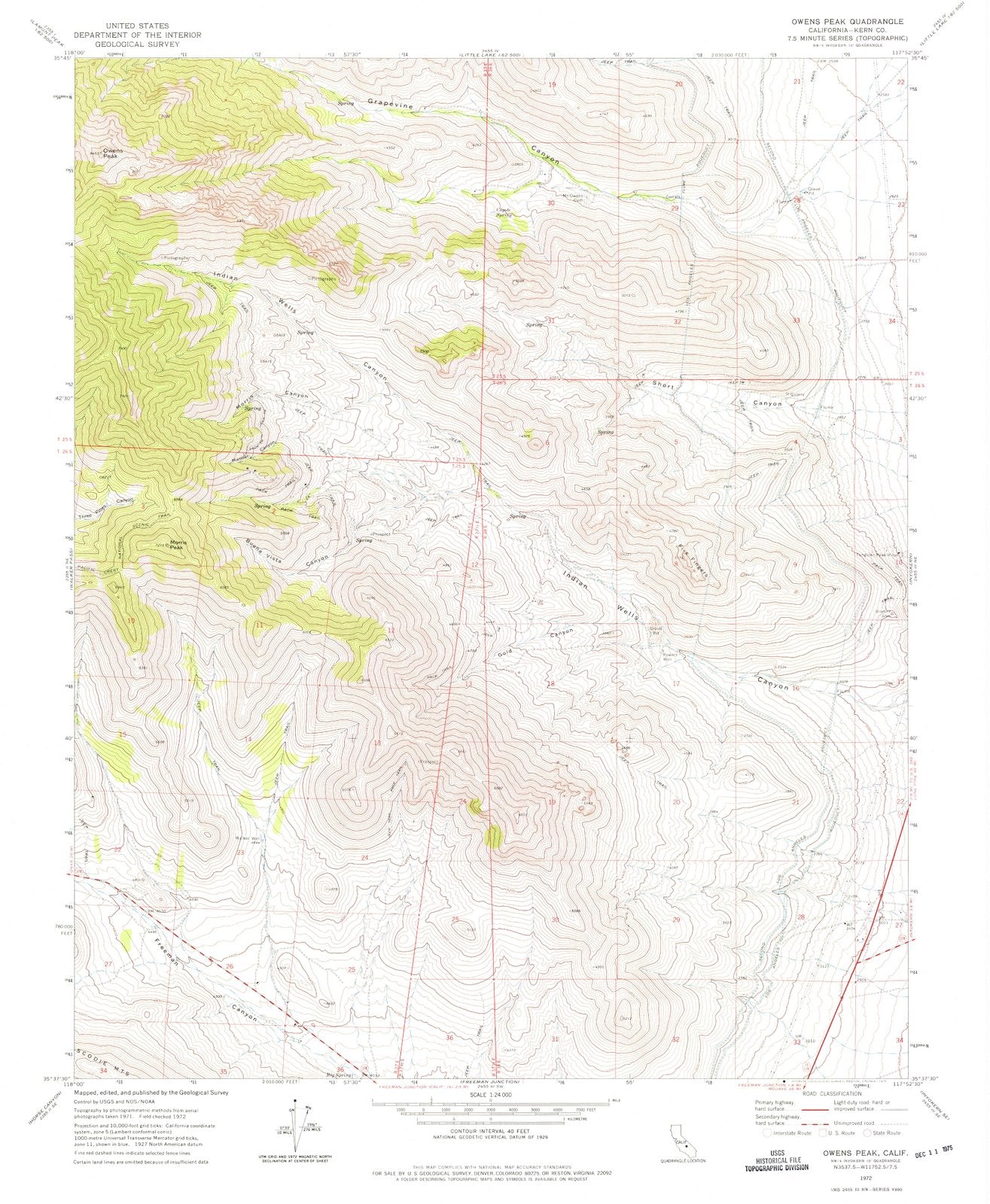 1972 Owens Peak, CA - California - USGS Topographic Map