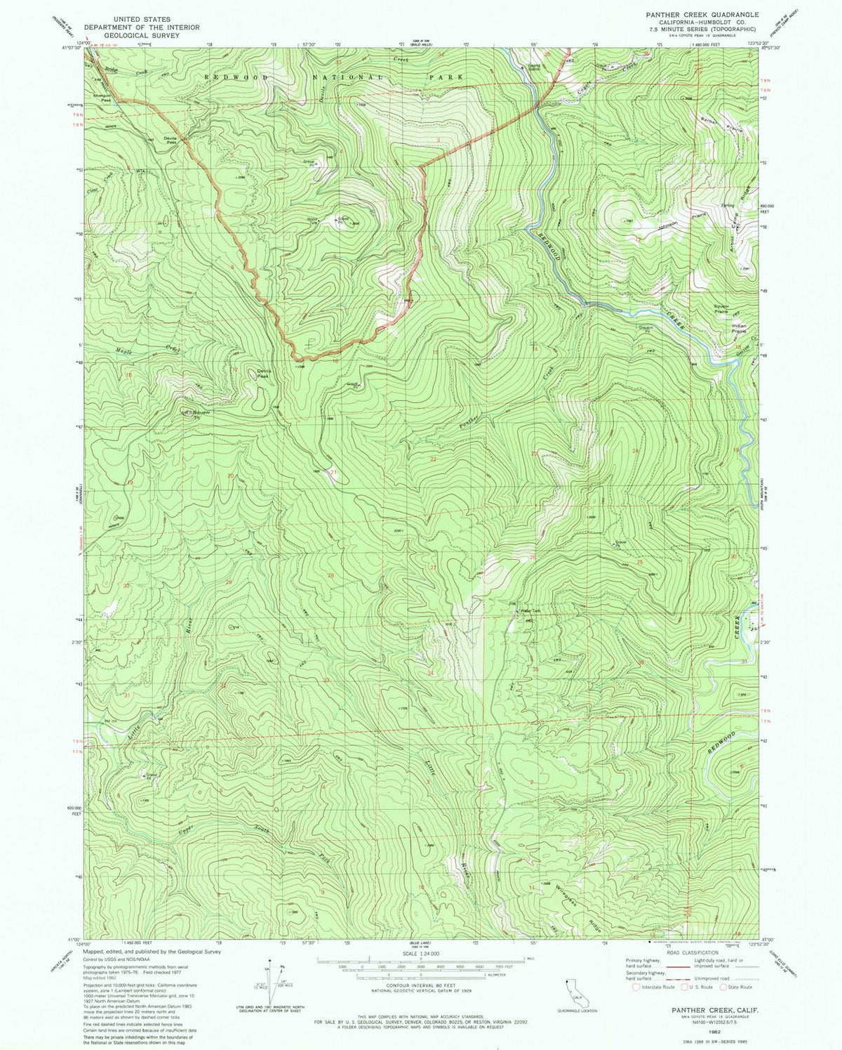 1982 Panther Creek, CA - California - USGS Topographic Map