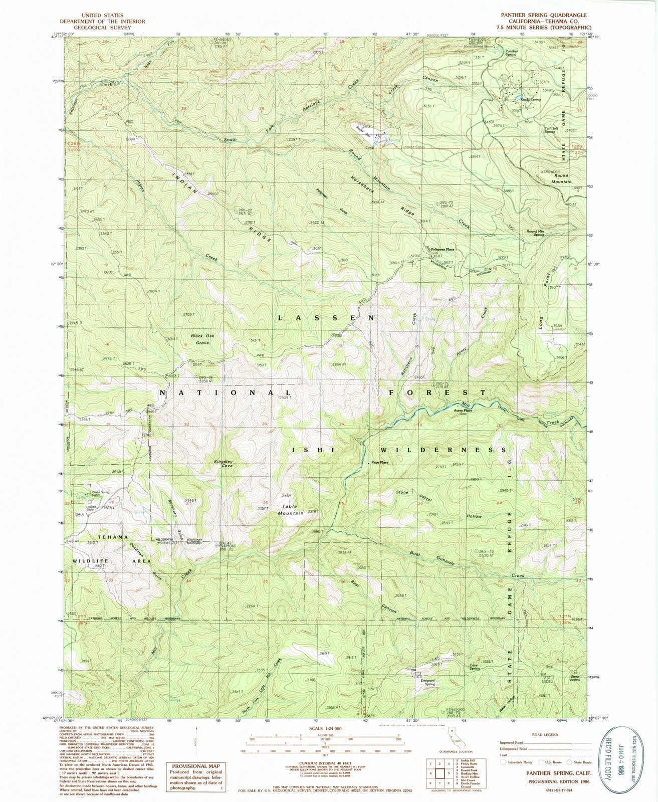 1986 Panther Spring, CA - California - USGS Topographic Map