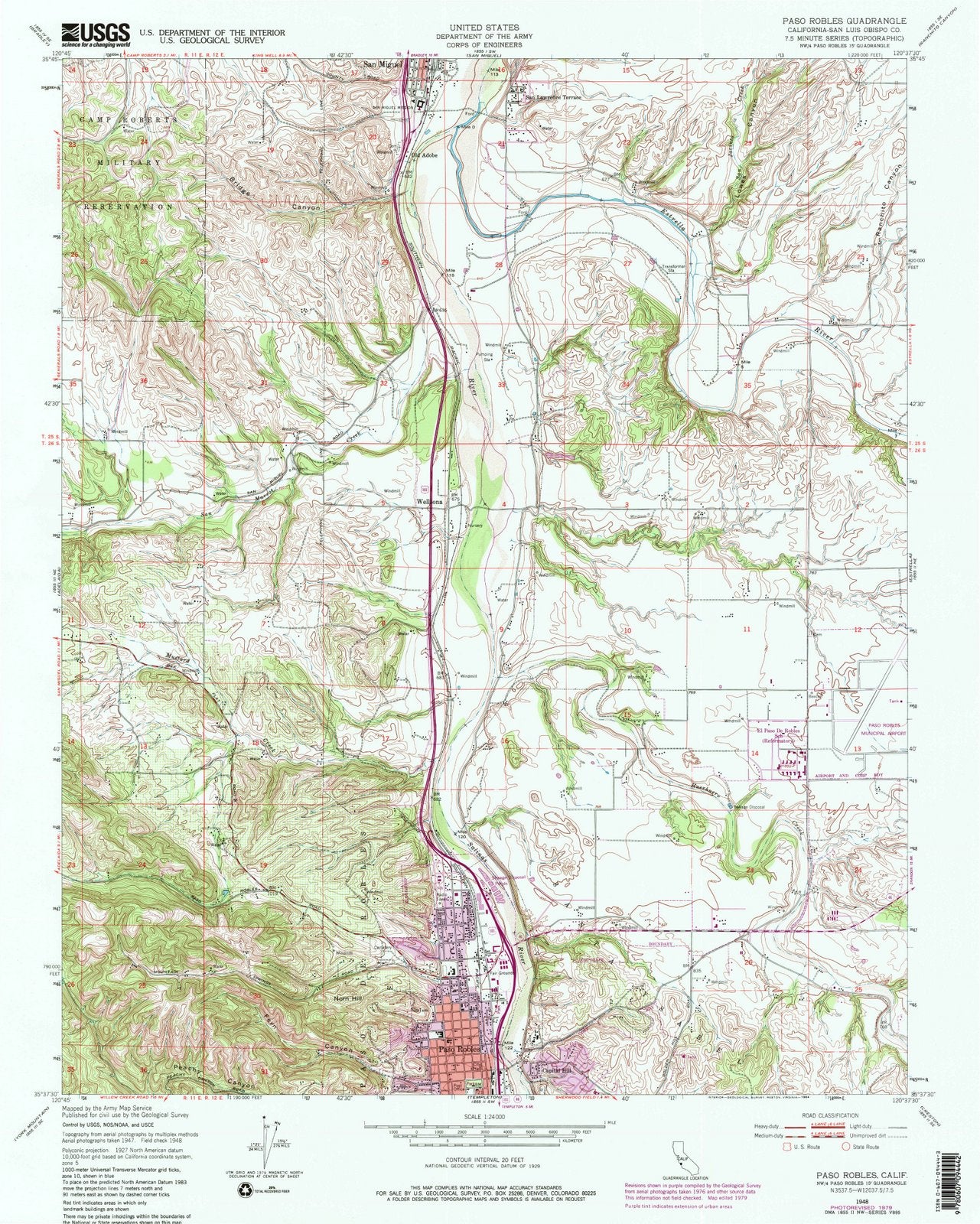 1948 Paso Robles, CA - California - USGS Topographic Map