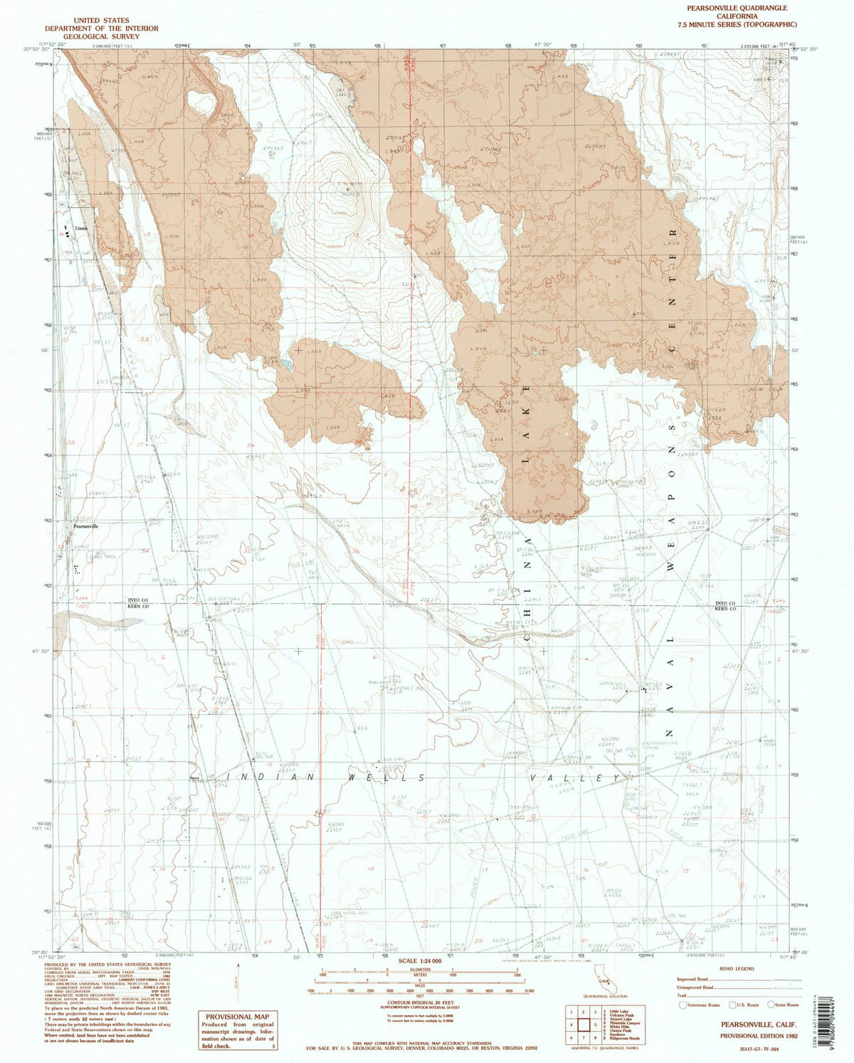 1982 Pearsonville, CA - California - USGS Topographic Map