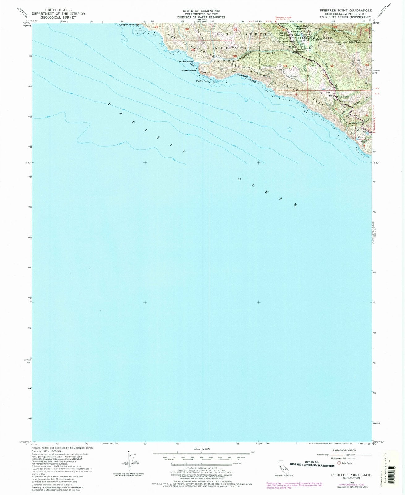 1956 Pfeiffer Point, CA - California - USGS Topographic Map