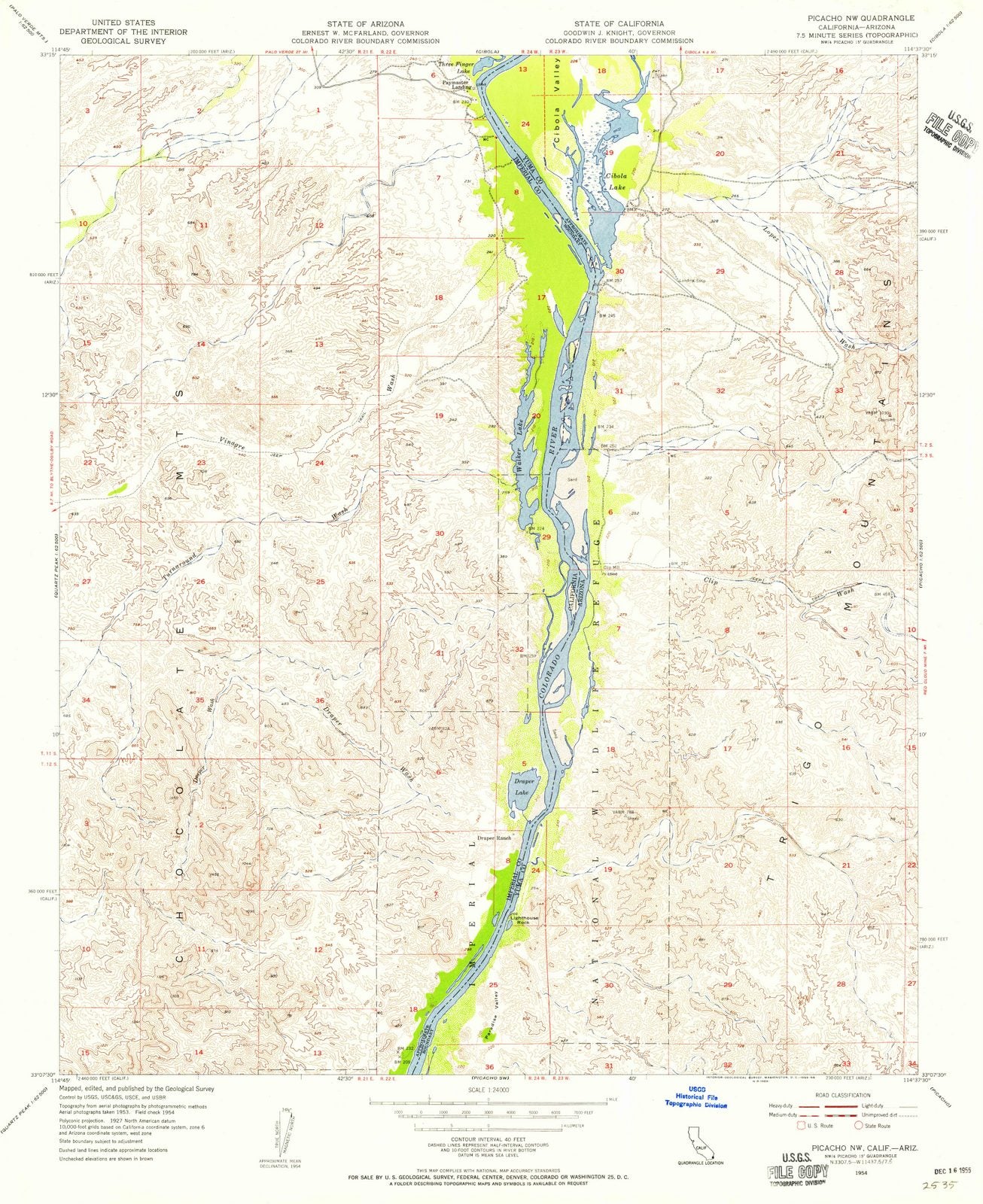 1954 Picacho, CA - California - USGS Topographic Map