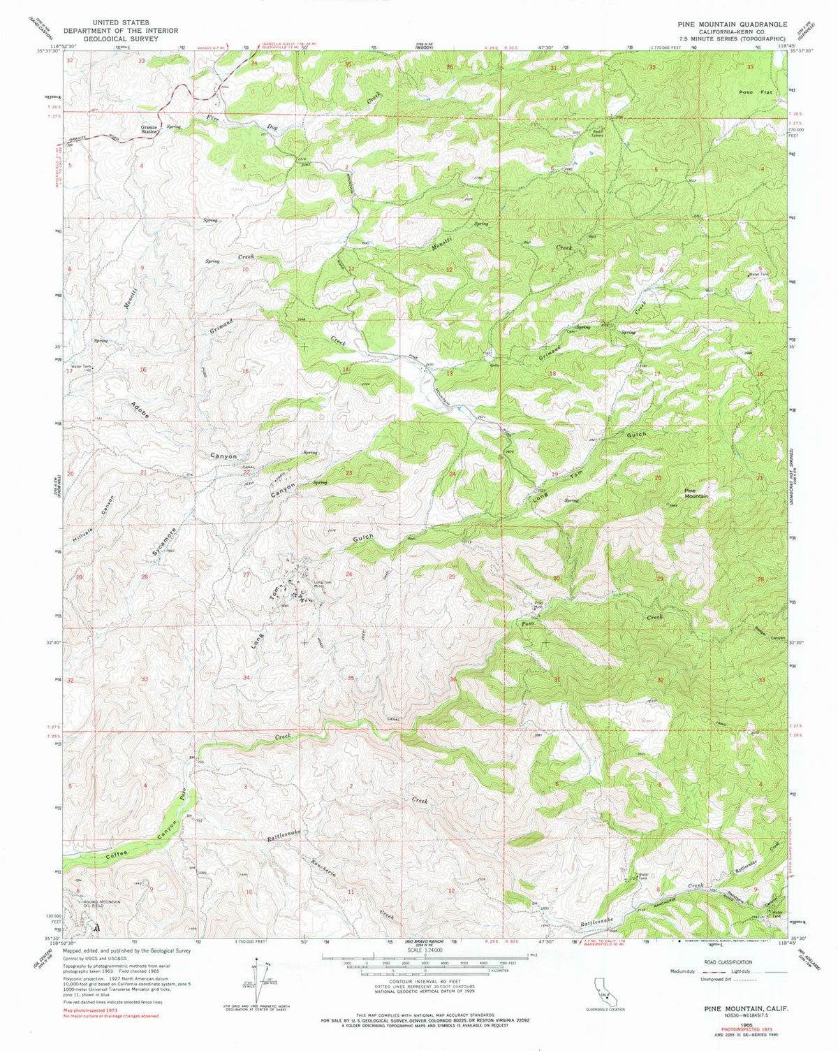 1965 Pine Mountain, CA - California - USGS Topographic Map