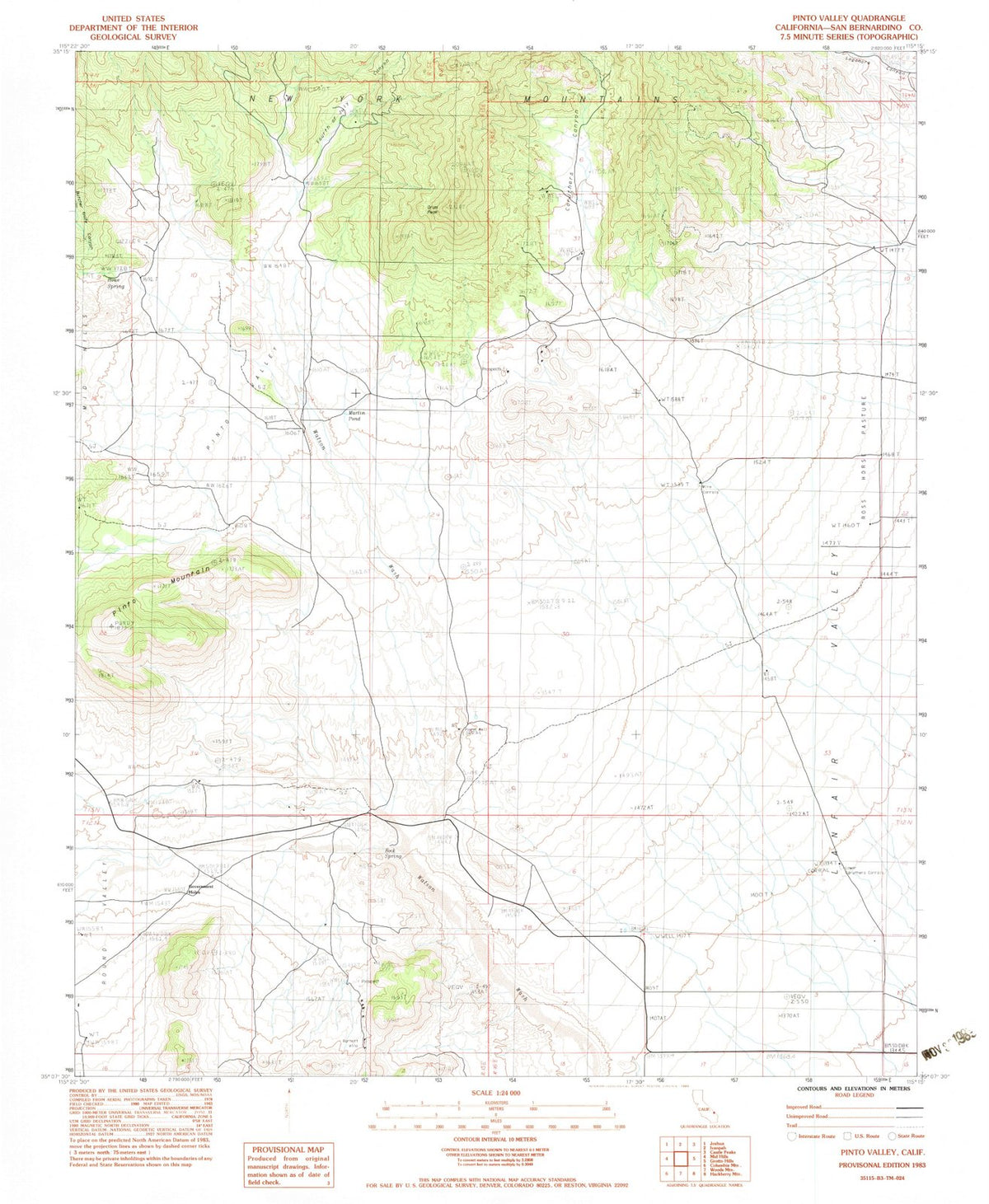 1983 Pinto Valley, CA - California - USGS Topographic Map