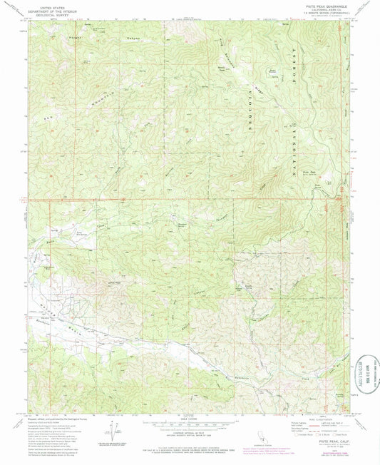 1972 Piute Peak, CA - California - USGS Topographic Map