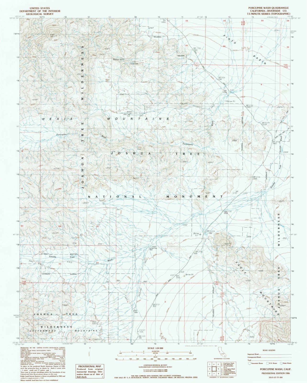 1986 Porcupine Wash, CA - California - USGS Topographic Map