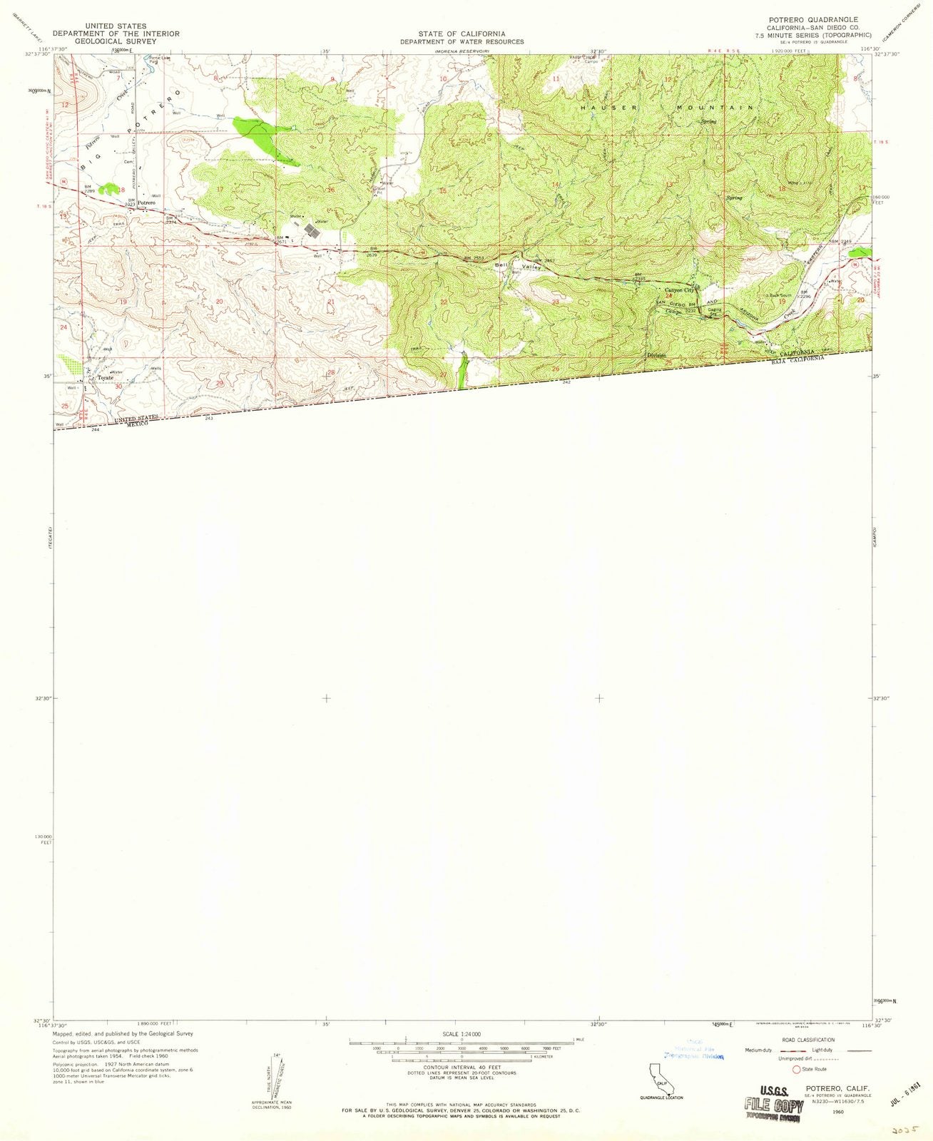 1960 Potrero, CA - California - USGS Topographic Map