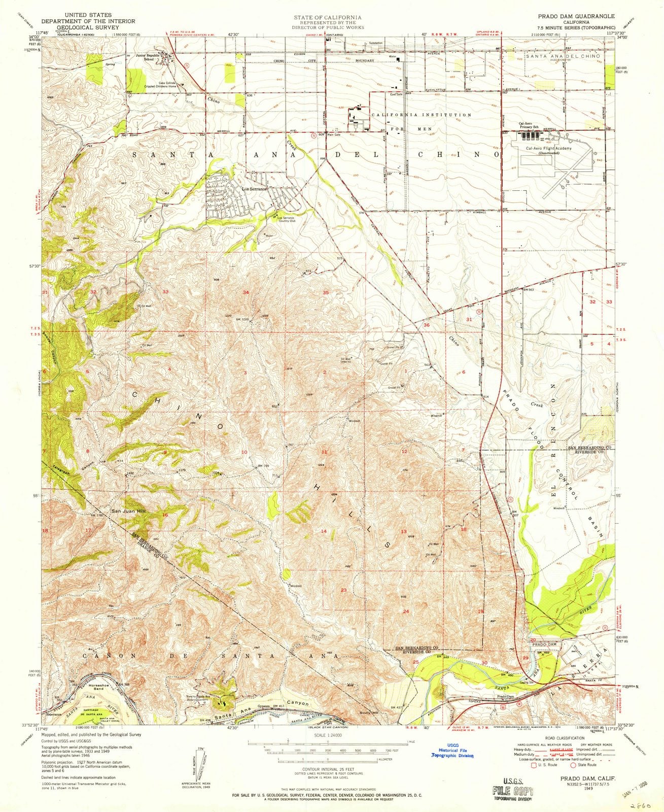 1949 Pradoam, CA - California - USGS Topographic Map