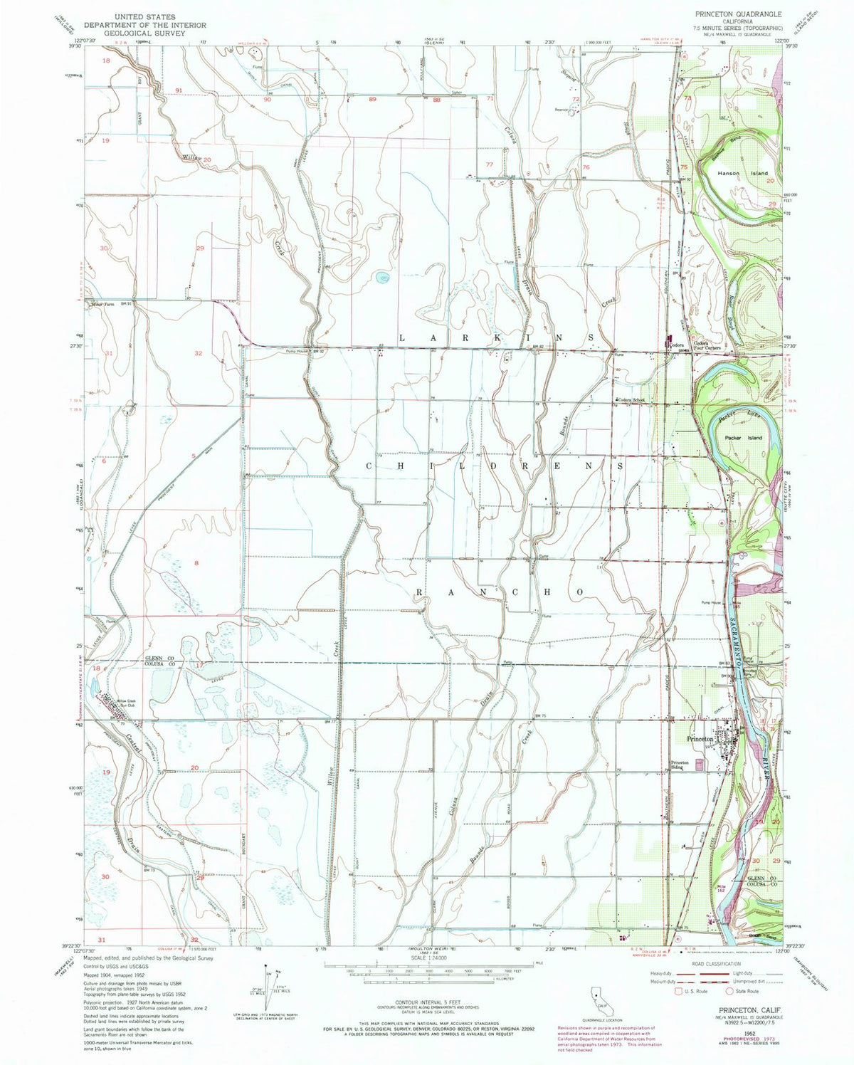 1952 Princeton, CA - California - USGS Topographic Map