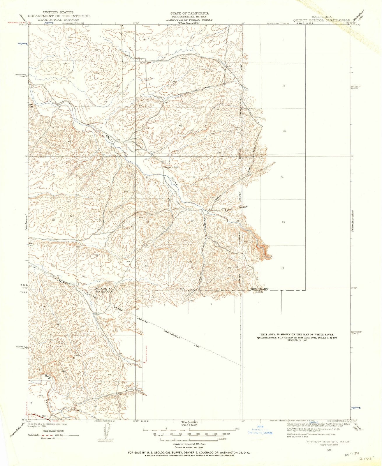 1926 Quincy School, CA - California - USGS Topographic Map