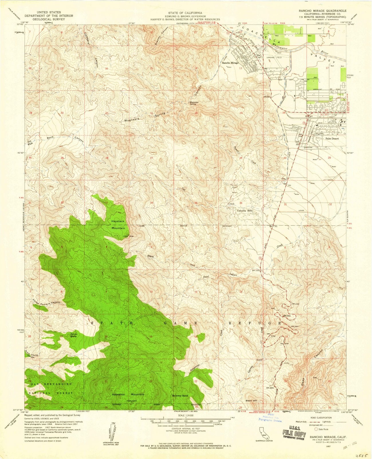 1957 Rancho Mirage, CA - California - USGS Topographic Map