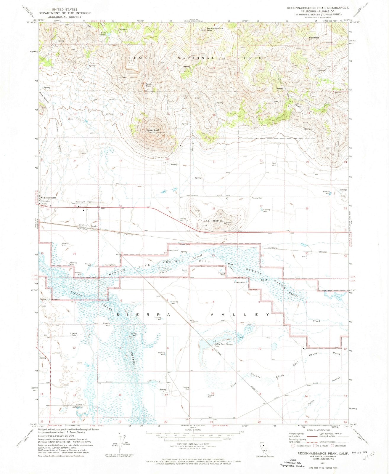 1972 Reconnaissance Peak, CA - California - USGS Topographic Map