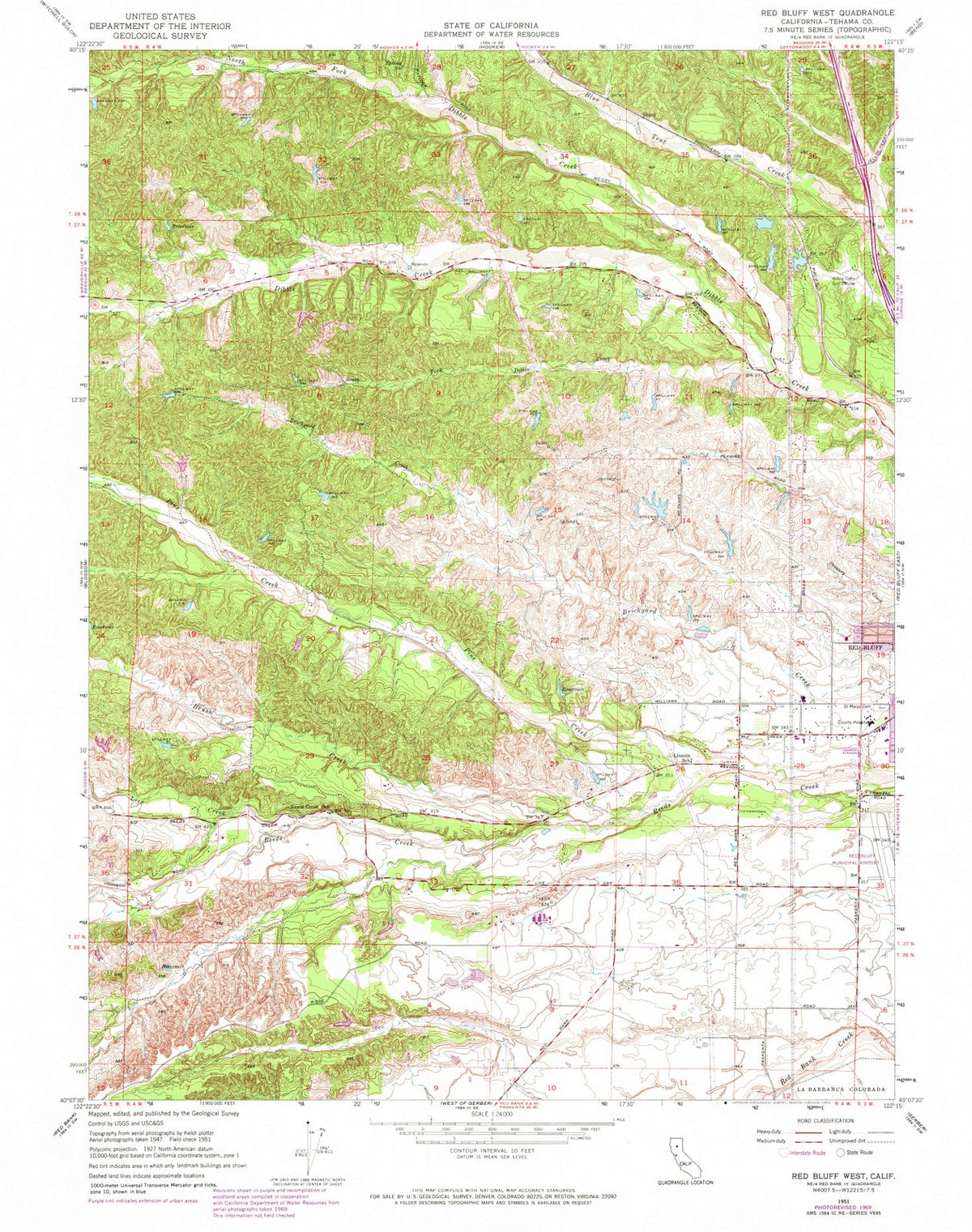 1951 Red Bluff, CA - California - USGS Topographic Map v2