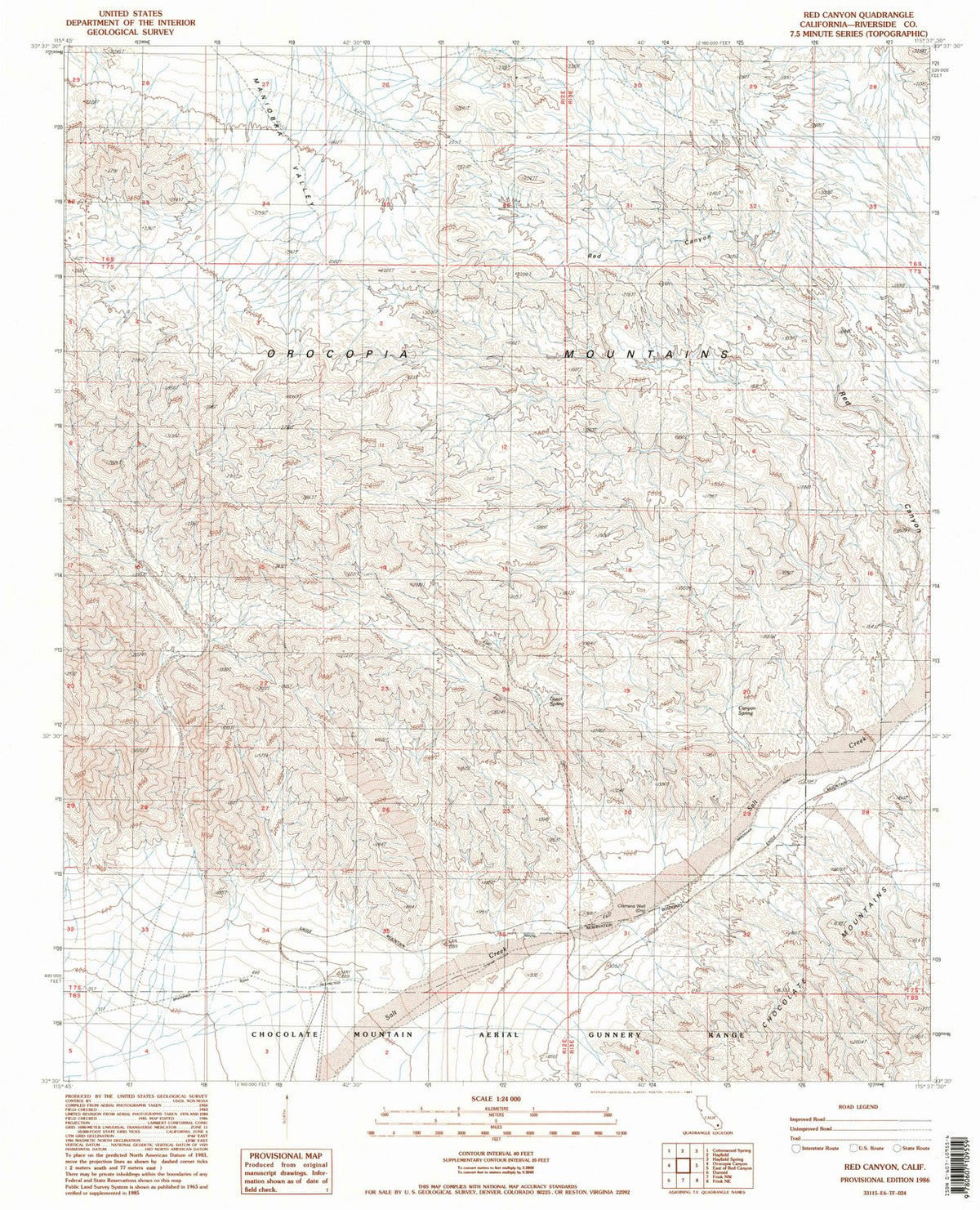 1986 Red Canyon, CA - California - USGS Topographic Map
