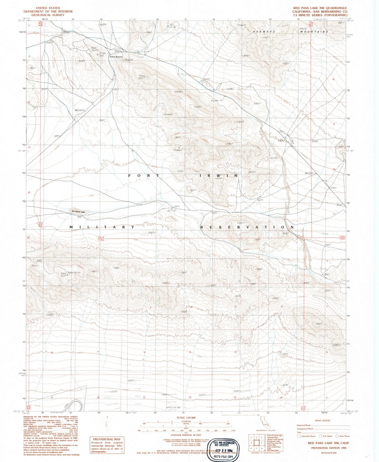 1986 Red Pass Lake, CA - California - USGS Topographic Map v2