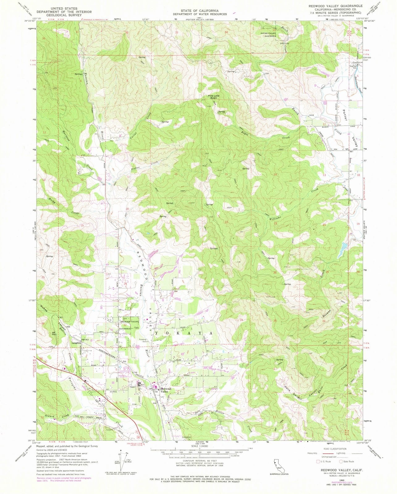 1960 Redwood Valley, CA - California - USGS Topographic Map