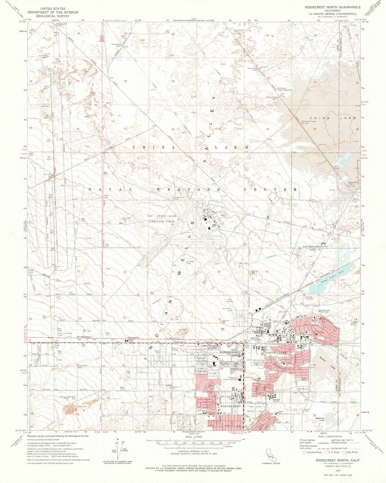 1973 Ridgecrest North, CA - California - USGS Topographic Map