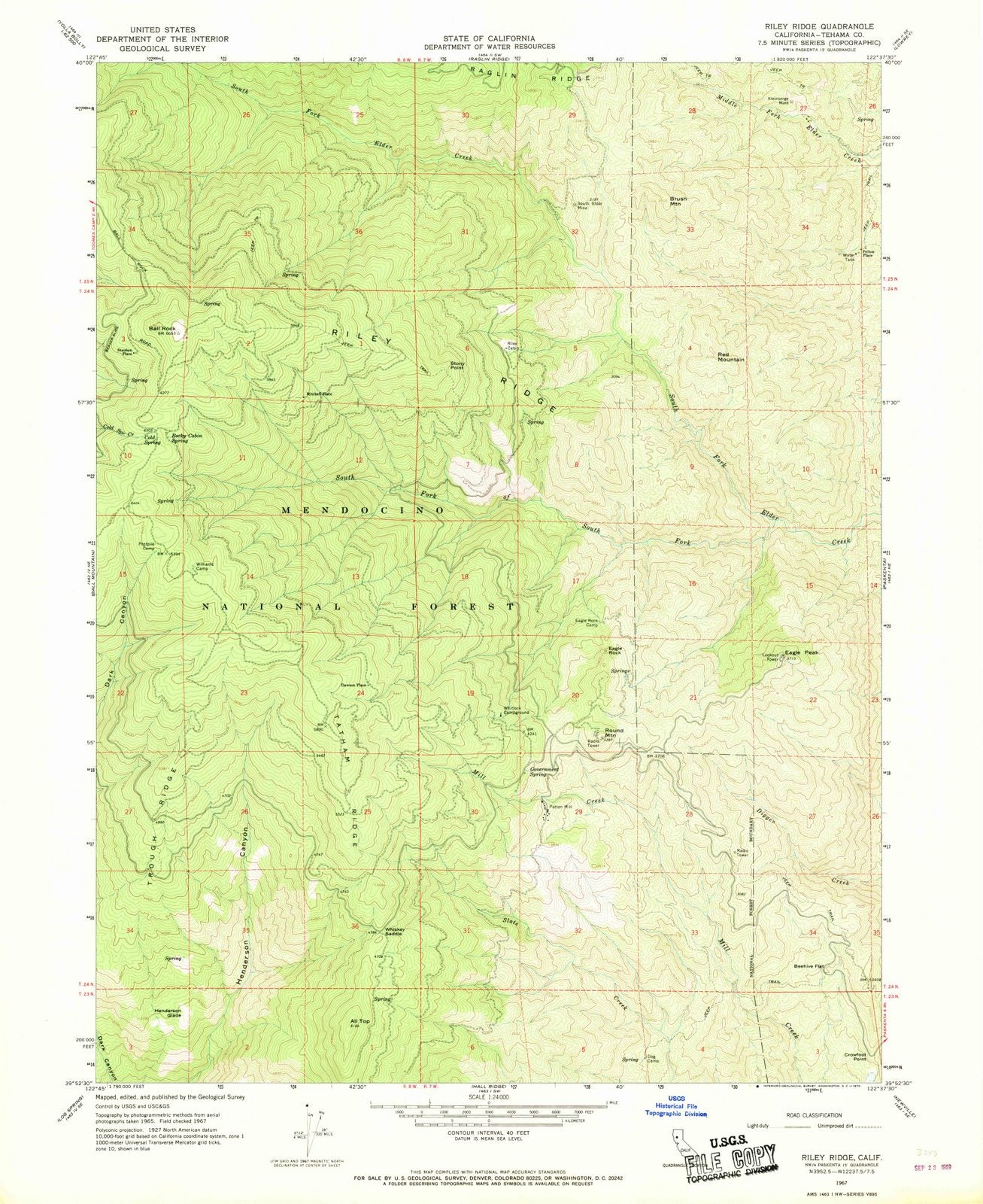 1967 Riley Ridge, CA - California - USGS Topographic Map