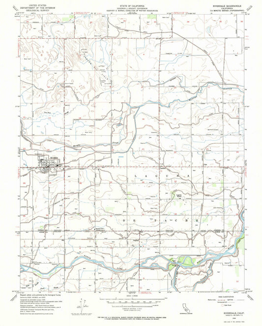 1954 Riverdale, CA - California - USGS Topographic Map