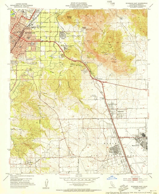 1953 Riverside East, CA - California - USGS Topographic Map