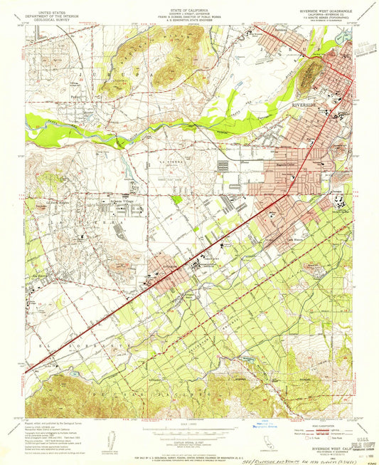 1953 Riverside West, CA - California - USGS Topographic Map