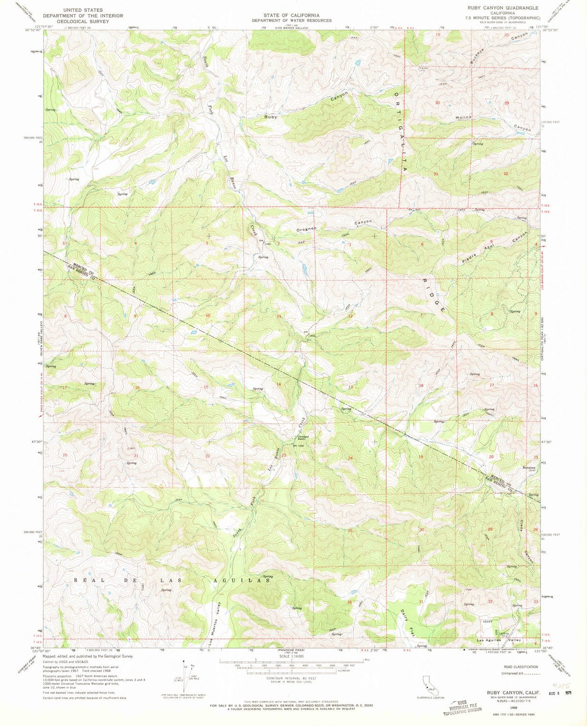 1968 Ruby Canyon, CA - California - USGS Topographic Map