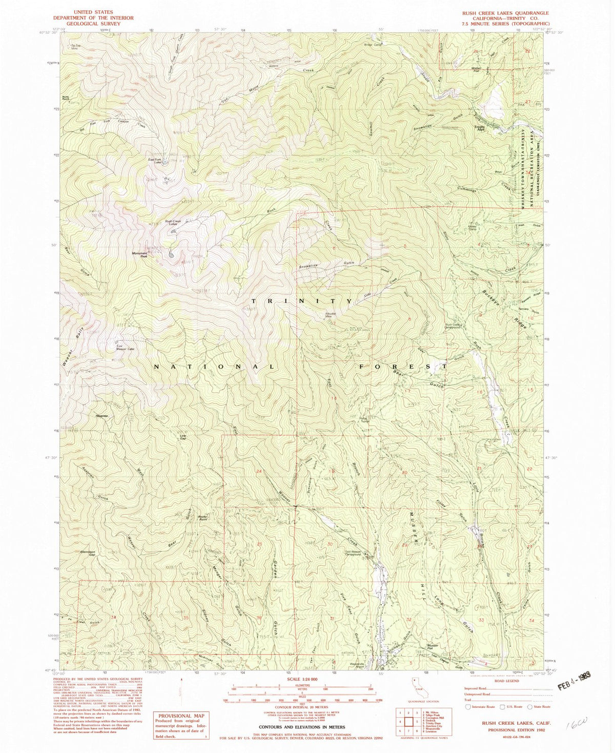 1982 Rush Creek Lakes, CA - California - USGS Topographic Map