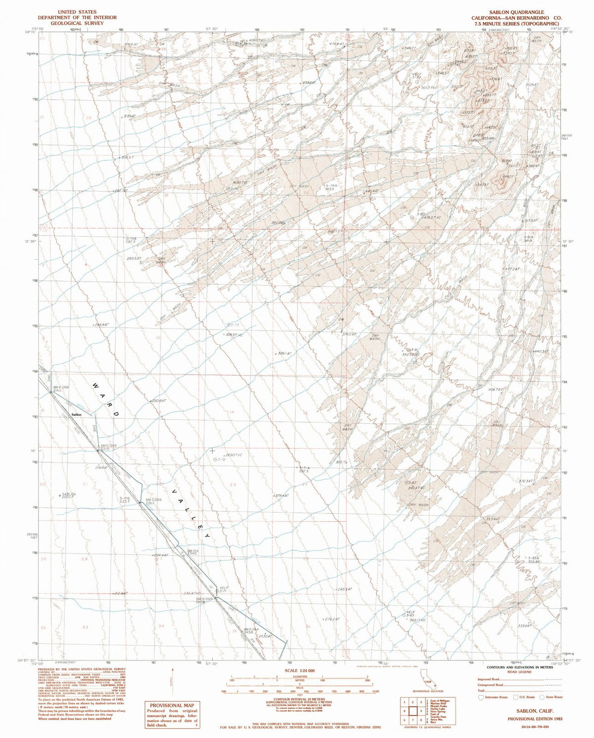 1983 Sablon, CA - California - USGS Topographic Map